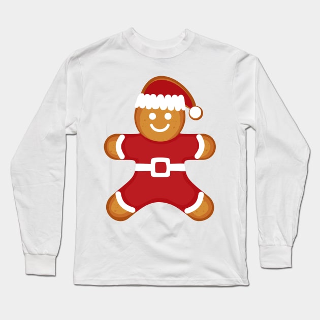 Gingerbread Christmas Man Cookie Long Sleeve T-Shirt by RageRabbit